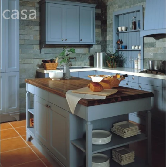Gabinetes de cocina blancos de encargo del verde de madera sólida de los muebles de la madera contrachapada del estilo de la coctelera