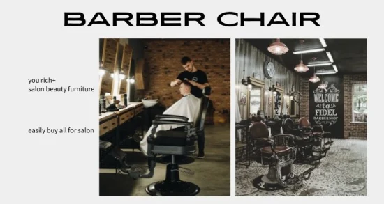  Venta directa de fábrica de sillas de peluquero antiguas negras;  Equipos de Peluquería y Suministros para Barbería;  Muebles de belleza para peluquería