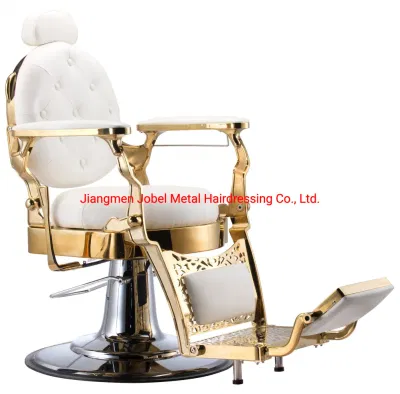 Proveedor de sillas de muebles de peluquero de salón de aluminio dorado al por mayor