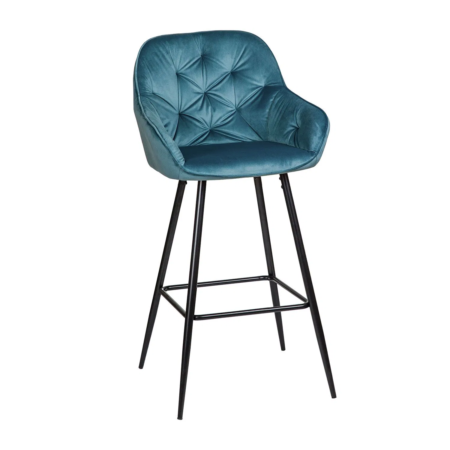 Muebles de bar Silla alta moderna nórdica Taburetes de bar de metal de terciopelo con respaldo